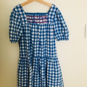 Blue and White Checkered Kids Dress